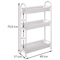 Этажерка "Ладья-13" офисно-бытовая 3 яруса, металл, белая, 43х17х75,5 см, Э 399 Б 609166