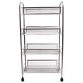 Этажерка (тележка) BRABIX офисно-бытовая 4 яруса, на колесах, металл, серебристая, 43,5х26х83,5 см, 603754 603754