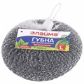 Губка (мочалка) металлическая, сетчатая, 60 г, БОЛЬШАЯ, для посуды, гриля, плиты, LAIMA, 603105 603105