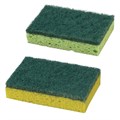 Губки бытовые, 20х95х65 мм, КОМПЛЕКТ 2 шт., ЦЕЛЛЮЛОЗНЫЕ (губчатые) с АБРАЗИВОМ, LAIMA, К1106, 605487 605487