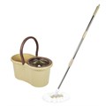 Комплект для уборки: швабра, ведро 7 л/5 л с отжимом центрифуга, 2 насадки, бежевый, LAIMA, 607488 607488