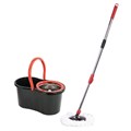 Комплект для уборки: швабра, ведро 7 л/5 л с отжимом центрифуга, 2 насадки, черный, LAIMA, 607487 607487