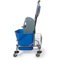 Тележка уборочная BRABIX, 1 съемное ведро 25 л, механический отжим, корзина, металлический каркас, синяя, 601498 601498