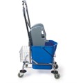 Тележка уборочная BRABIX, 1 съемное ведро 25 л, механический отжим, корзина, металлический каркас, синяя, 601498 601498