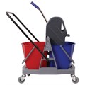 Тележка уборочная BRABIX, 2 съемных ведра 17 л, механический отжим, пластиковый каркас, 606660 606660