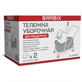 Тележка уборочная BRABIX, 2 съемных ведра 17 л, механический отжим, пластиковый каркас, 606660 606660
