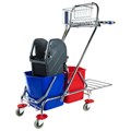 Тележка уборочная BRABIX, 2-съемных ведра по 15 л, отжим, корзина, держатель для мусорного мешка с поддерживающей платформой, 601500 601500