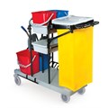 Тележка уборочная BRABIX, ведра 2х20 л, 2х11 л, механический отжим, держатель для мешка, мешок, 2 поддона, 601501 601501