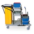 Тележка уборочная BRABIX, ведра 2х20 л, 2х11 л, механический отжим, держатель для мешка, мешок, 2 поддона, 601501 601501