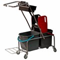 Тележка уборочная Eco-Force, 2 ведра по 25 л, отжим, лоток для химии, держатель для мешка, металлический каркас, бесшумные колеса, 22EF/6 609749