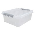 Ящик-контейнер 23 л с КРЫШКОЙ НА ЗАЩЕЛКАХ "ПРОФИ", 18х50х39 см, штабелируемый, ПРОЧНЫЙ, прозрачный, 437940000 608202