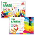 Альбом для рисования, А4, 40 листов, гребень, обложка картон, BRAUBERG KIDS, 195х285 мм, "Творчество" (2 вида), 106684 106684