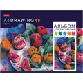 Альбом для рисования, А4, 48 листов, скоба, обложка картон, HATBER, 205х290 мм, "Акварельная палитра", 067588, 48А4В 113791