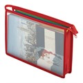 Папка для тетрадей А4 ПИФАГОР, пластик, молния сверху, прозрачная, красный, 272108 272108