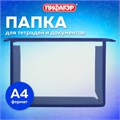Папка для тетрадей А4 ПИФАГОР, пластик, молния сверху, прозрачная, синий, 272109 272109