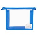 Папка для тетрадей А5 ПИФАГОР, пластик, молния сверху, прозрачная, синяя, 228221 228221
