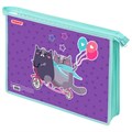 Папка для тетрадей ПИФАГОР А4, 1 отделение, картон/пластик, на молнии, "Bike cats", 272125 272125