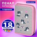 Пенал BRAUBERG, 1 отделение, полиэстер, 21х14 см, "Cat patches", 272327 272327