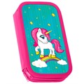 Пенал ЮНЛАНДИЯ, 2 отделения, ламинированный картон, 19х11 см, "Neon unicorn", 270172 270172