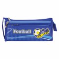Пенал ЮНЛАНДИЯ для мальчиков, 3 отделения, мягкий, "Футбол", синий, 20х7х9 см, 228979 228979