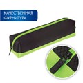 Пенал-косметичка BRAUBERG, мягкий, "Black&Bright", черно-зеленый, 21х5х5 см, 229005 229005