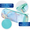 Пенал-тубус BRAUBERG, с эффектом Soft Touch, мягкий, "Mint marble", 22х8 см, 271568 271568