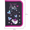 Пенал BRAUBERG с наполнением, 1 отделение, 1 откидная планка, 24 предмета, 21х14 см, "Cats first", 271525 271525