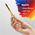 Кисть ПИФАГОР, БЕЛКА, круглая, № 7, деревянная лакированная ручка, с колпачком, пакет с подвесом, 200821 200821