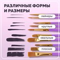 Кисти синтетика BRAUBERG, НАБОР 10 шт., фиолетовые (Круглые; Овальные; Плоские; Лайнеры), 201029 201029