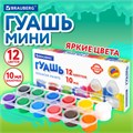 Гуашь BRAUBERG "PREMIUM", 12 цветов по 10 мл, 191907 191907