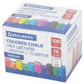 Мел цветной круглый мягкий 100 штук, 10 цветов, BRAUBERG, картонная упаковка, 272769 272769