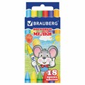 Восковые мелки BRAUBERG, НАБОР 18 цветов, 222963 222963
