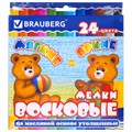Восковые мелки утолщенные BRAUBERG, НАБОР 24 цвета, на масляной основе, яркие цвета, 222972 222972