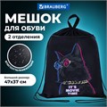 Мешок для обуви BRAUBERG, с петлёй, карман на молнии, 47х37 см, "Movie time", 270910 270910