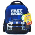 Ранец ЮНЛАНДИЯ LIGHT, 2 отделения, "Speedy car", 38х29х16 см, 270608 270608