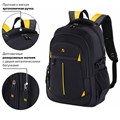 Рюкзак BRAUBERG TITANIUM универсальный, 3 отделения, черный, желтые вставки, 45х28х18 см, 224385 224385