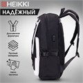 Рюкзак HEIKKI FUSION (ХЕЙКИ) универсальный, USB-порт, черный с белыми вставками, 45х31х15 см, 272578 272578