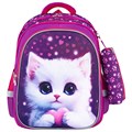 Рюкзак BRAUBERG KIDS MIND с пеналом в комплекте, 2 отделения, "Humble Cat", 40х28х18 см, 273176 273176