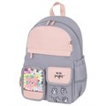 Рюкзак BRAUBERG PASTEL с термонашивками в комплекте, "Sweet paws", серый, 40х29х14 см, 272064 272064
