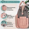Рюкзак для мамы BRAUBERG MOMMY с ковриком, крепления на коляску, термокарманы, серый/розовый, 40x26x17 см, 270821 270821