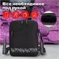 Сумка на плечо HEIKKI COMPACT (ХЕЙКИ) с карманом, черная с принтом, 23х17х5 см, 272629 272629
