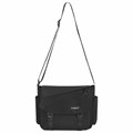 Сумка на плечо большая HEIKKI STREAM (ХЕЙКИ) два отделения, боковые карманы, А4, черная, 26х32х11 см, 272641 272641