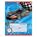 Тетрадь 12 л., HATBER, косая линия, обложка картон, "Спортивные авто" (микс в спайке), 013954, 12Т5В6 105422
