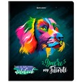 Тетрадь А5, 48 л., BRAUBERG, скоба, клетка, матовая ламинация, выборочный лак, "Animals Pop-Art" (микс в спайке), 404374 404374