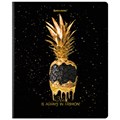 Тетрадь А5, 48 л., BRAUBERG, скоба, клетка, матовая ламинация, фольга, "Black&Gold" (микс в спайке), 404370 404370