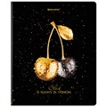 Тетрадь А5, 48 л., BRAUBERG, скоба, клетка, матовая ламинация, фольга, "Black&Gold" (микс в спайке), 404370 404370
