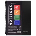 Тетрадь А5 80 л. BRAUBERG "Metropolis", спираль пластиковая, клетка, обложка пластик, ЧЕРНЫЙ, 404745 404745