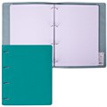 Тетрадь на кольцах БОЛЬШАЯ А4 (240х310 мм), 120 листов, под кожу, клетка, BRAUBERG "Joy", бирюзовый/серо-голубой, 404507 404507