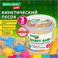 Песок для лепки кинетический песочный 3000 г, 3 формочки, лопатка, грабли, ведро, BRAUBERG KIDS, 665480 665480