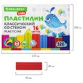 Пластилин классический BRAUBERG KIDS, 16 цветов, 320 г, со стеком, 106508 106508